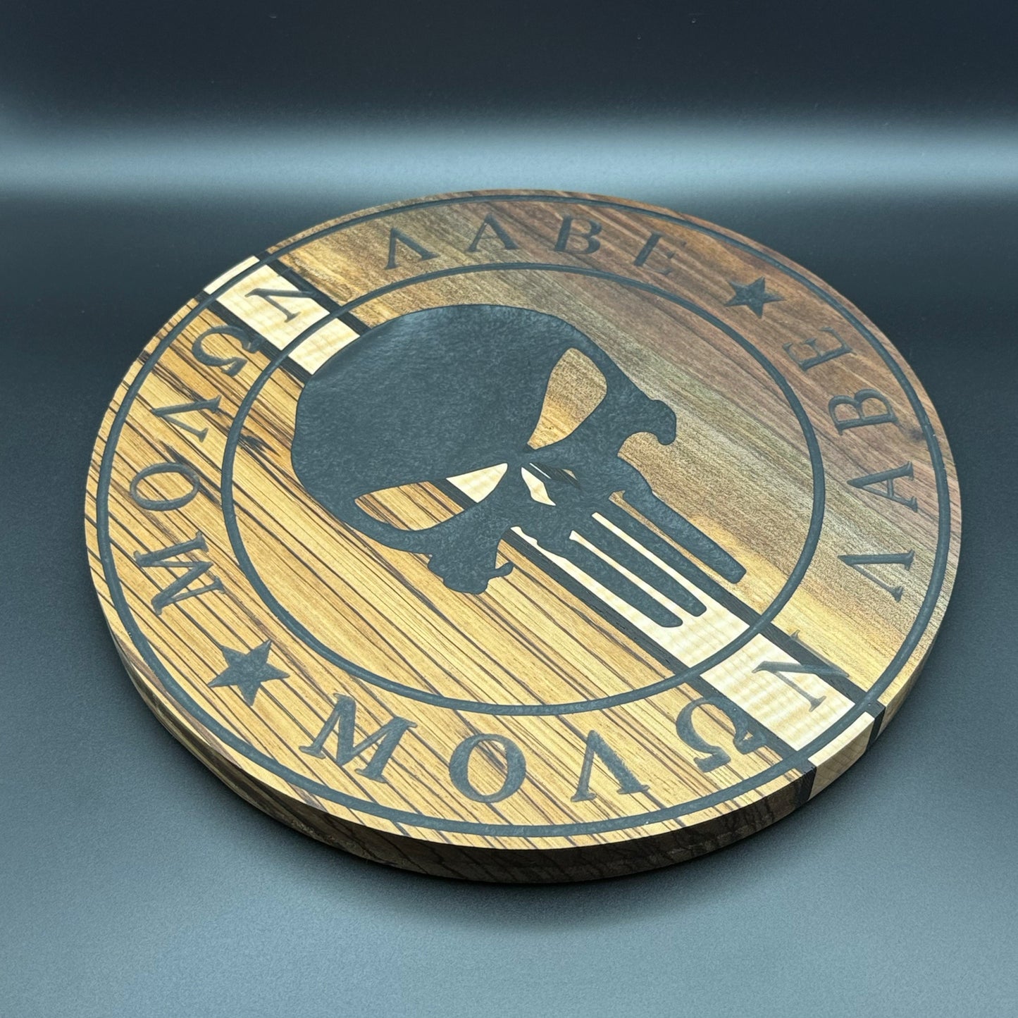 Molon Labe Punisher Logo Wall Art Zebra Wood