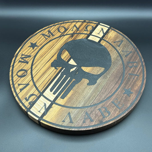 Molon Labe Punisher Logo Wall Art Zebra Wood