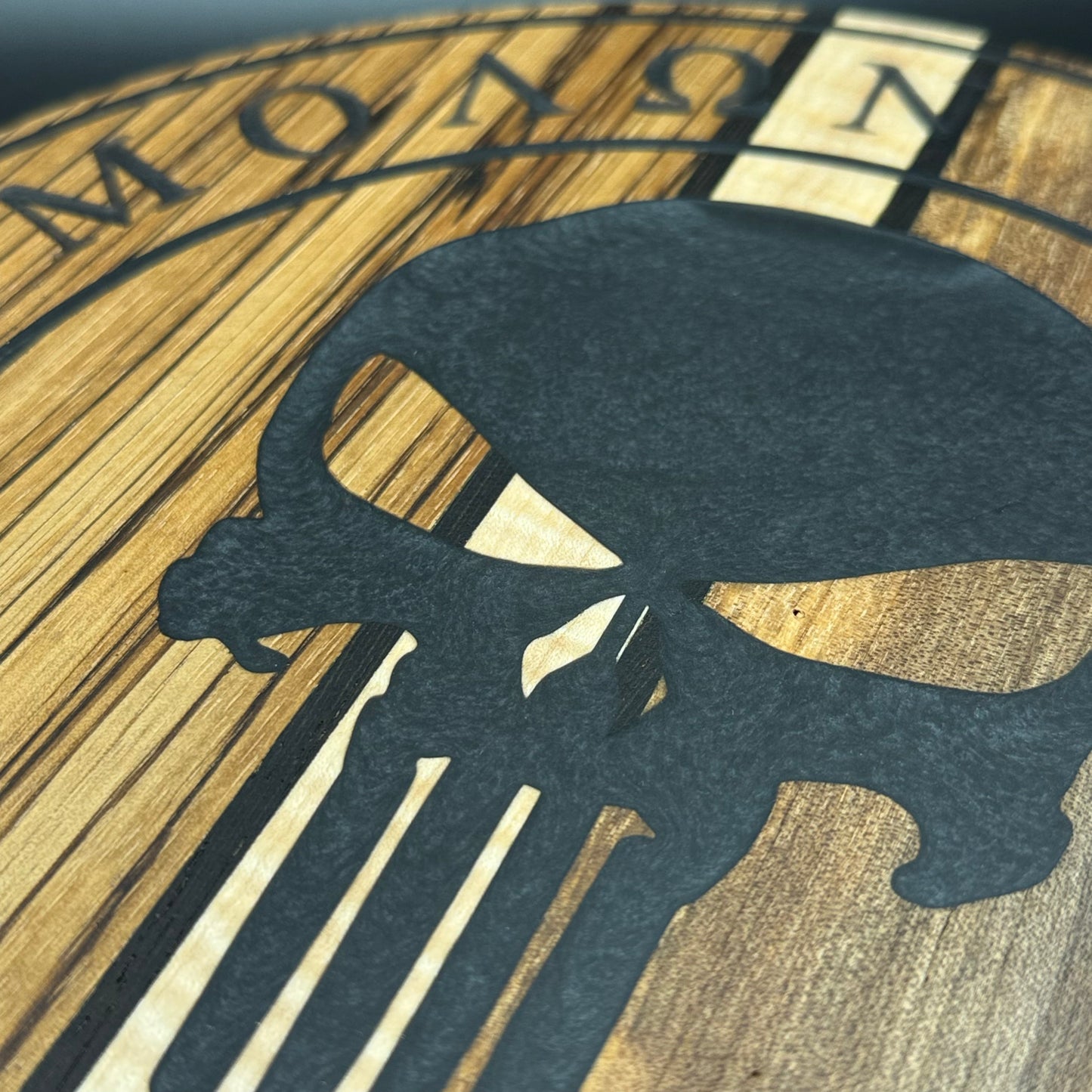 Molon Labe Punisher Logo Wall Art Zebra Wood