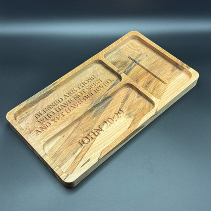 Bible Verse Change Tray Figured Ambrosia Maple