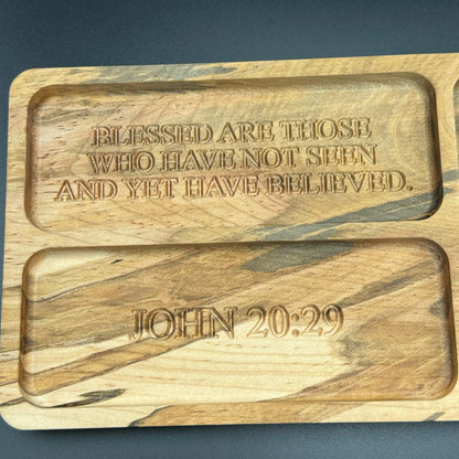 Bible Verse Change Tray Figured Ambrosia Maple