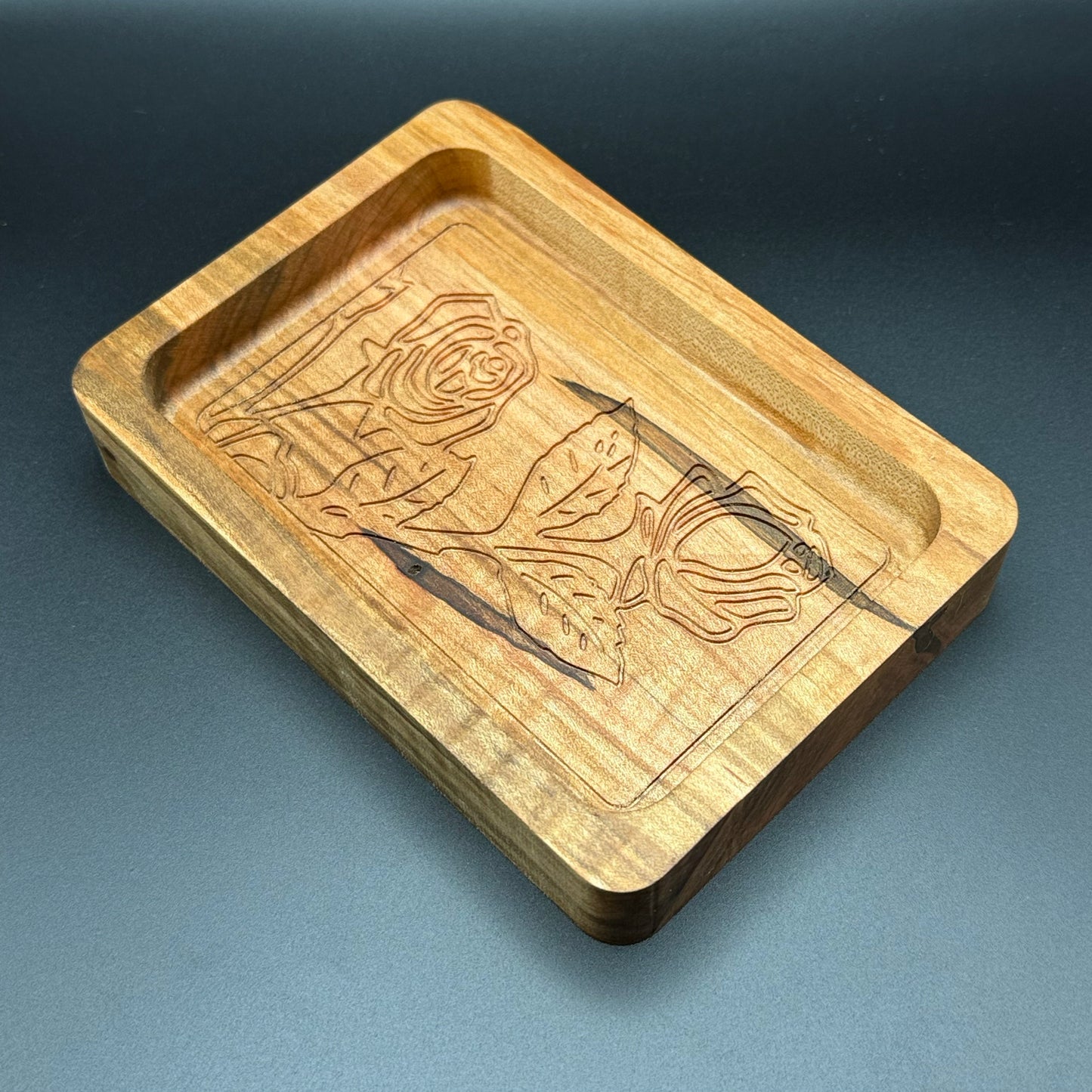 Ambrosia Maple Rose Engraved Change Tray