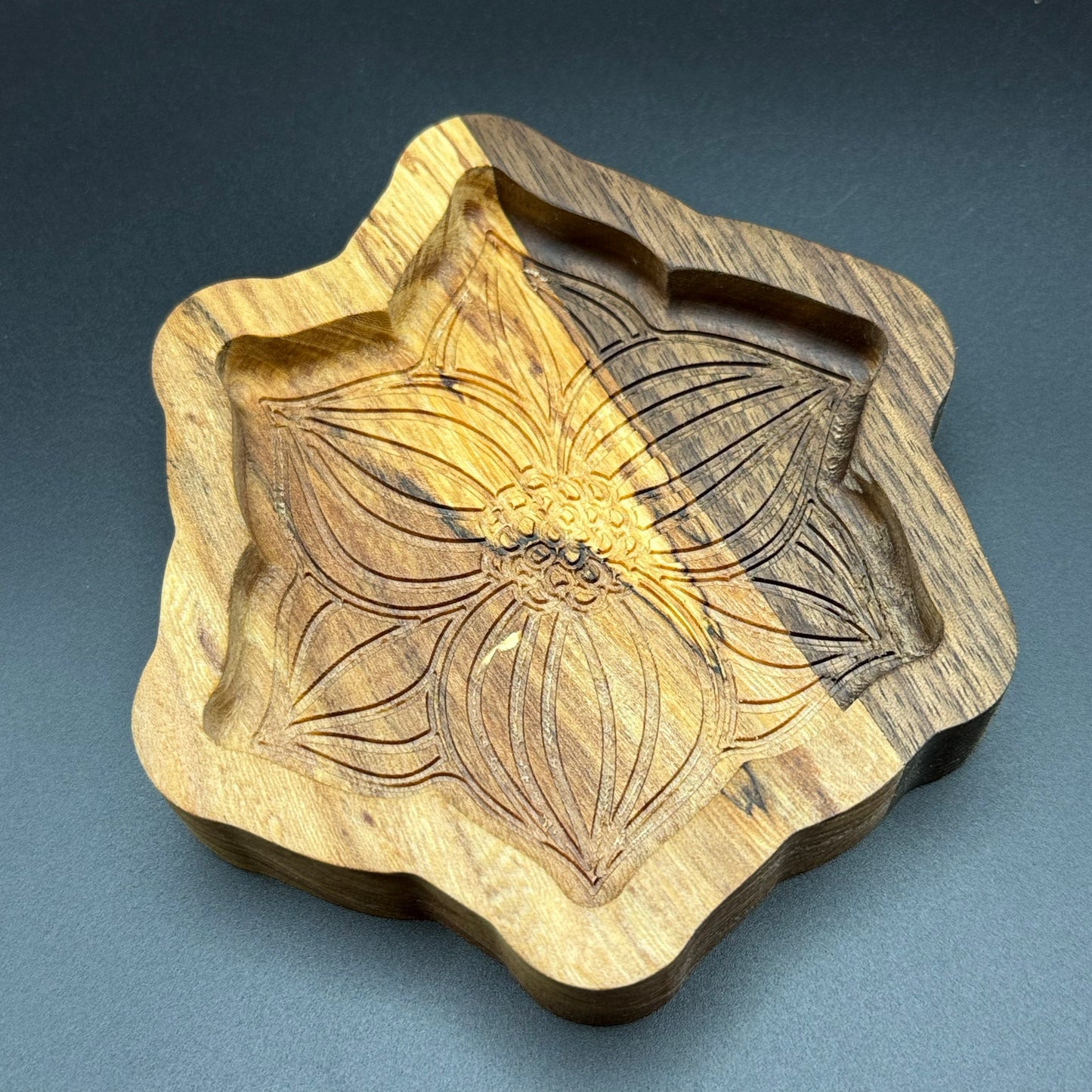 Small Walnut And Maple Flower Tray