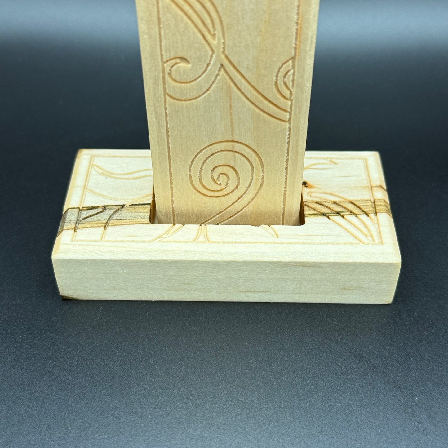 Ambrosia Maple Desktop Cross With Floral Inlay And Base