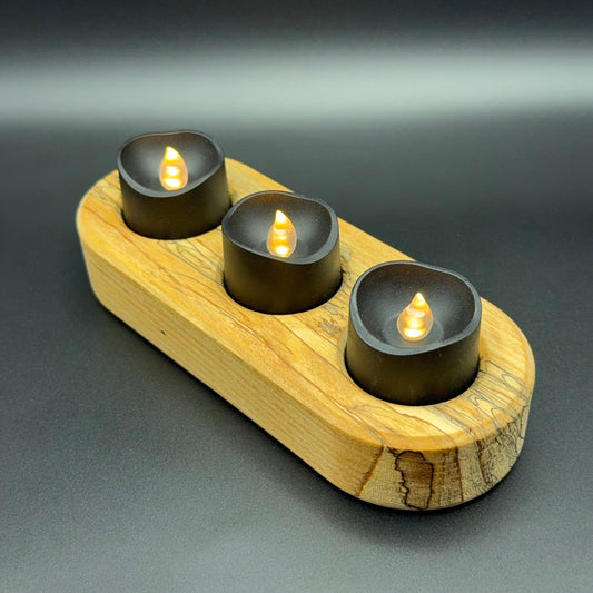 Spalted Maple Candle Holder With Tea Lights