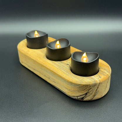 Spalted Maple Candle Holder With Tea Lights