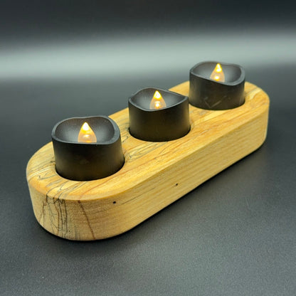 Spalted Maple Candle Holder With Tea Lights