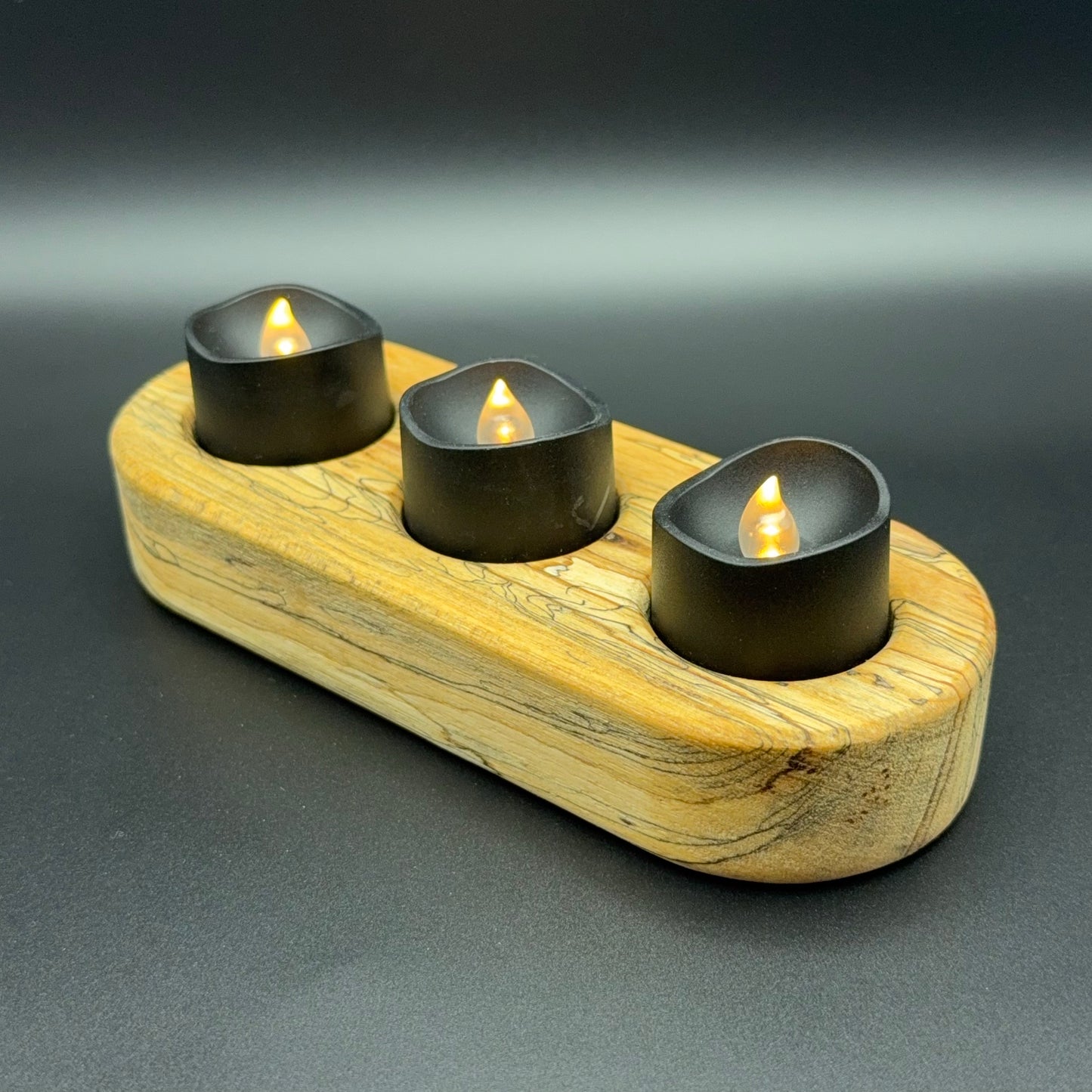 Spalted Maple Candle Holder With Tea Lights